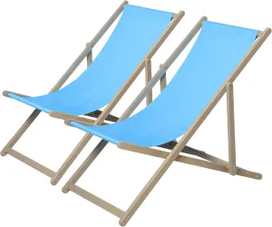 Wooden Folding Outdoor Chairs Set of 2, Portable Reclining Beach Chair with Adjustable Height