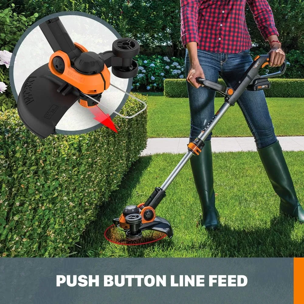 Worx 20V String Trimmer Cordless & Edger 3.0   Leaf Blower Cordless with Battery and Charger Turbine, Black and Orange