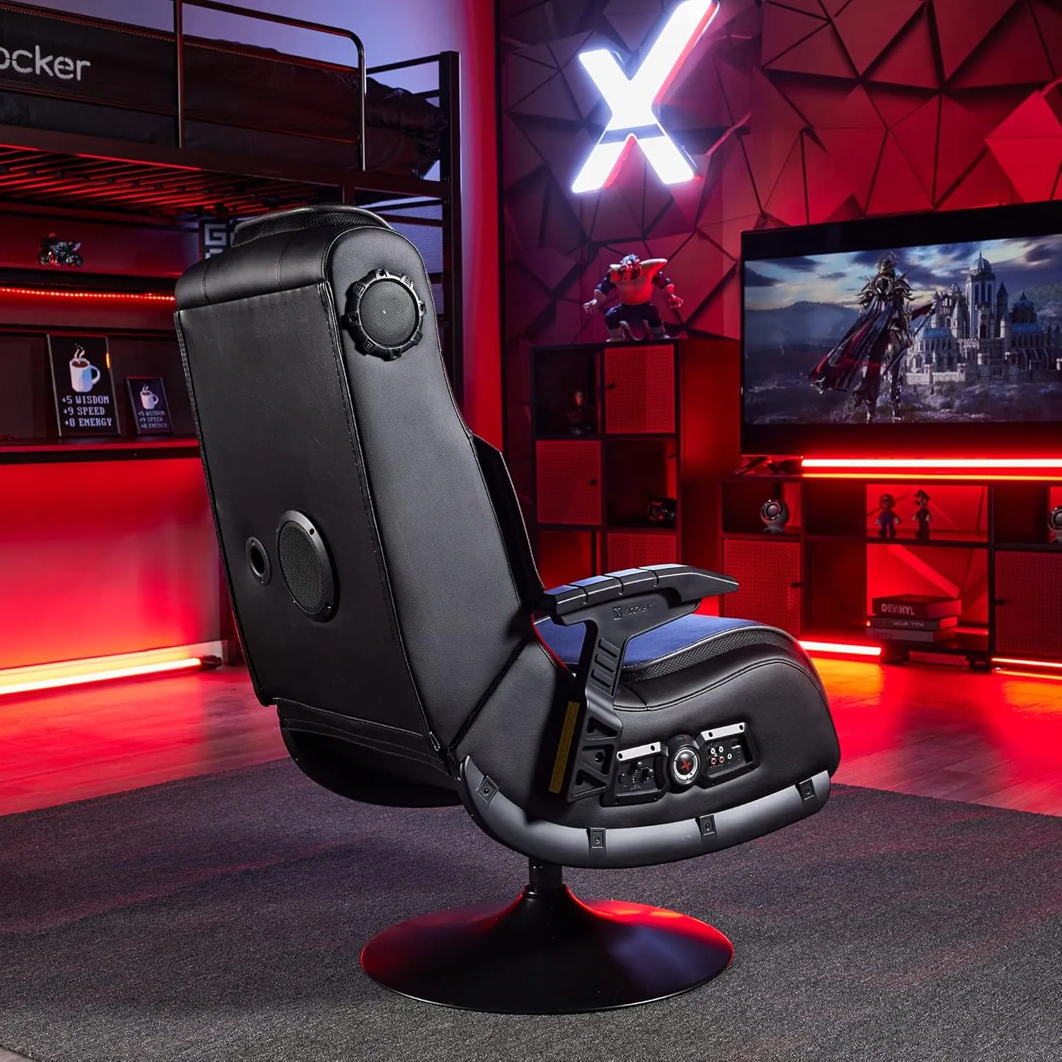 X Rocker PC Computer Video Gaming Office Pedestal Chair, Built in Audio Speakers, Ergonomic Design, Gamer Chair for Adults, Teens, Men, Boys, Girls