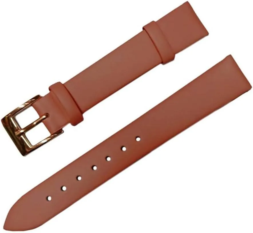 XLCZMYL Plain Weave Leather Watch strap 12 14 16 18 20 22 mm leather Watch band with Gold Pin buckle,15,12mm