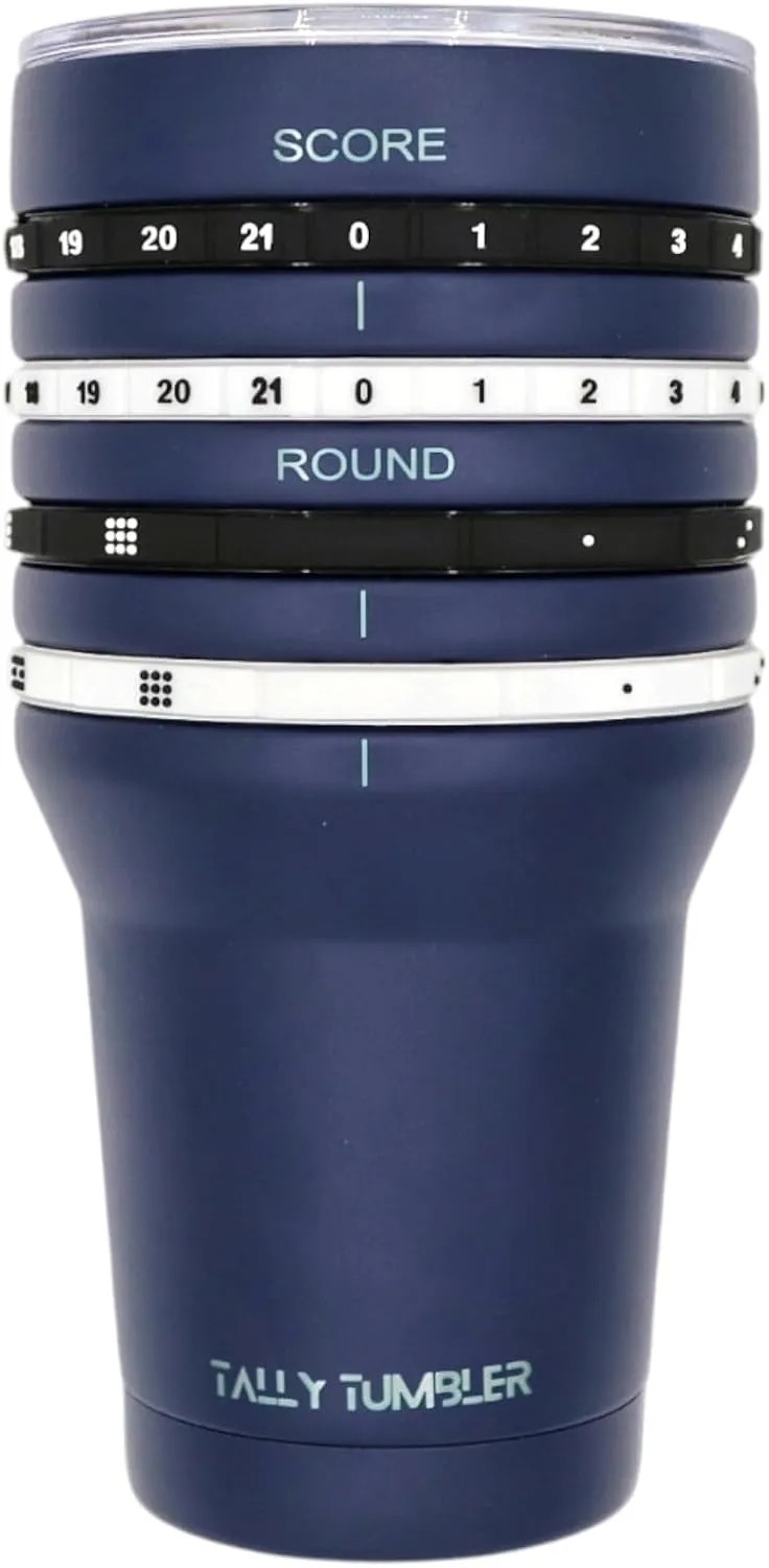 Yard Game, Stainless Steel Cup, 30 oz Leak Proof Lid, Double Wall Insulation, Yard Game Tumbler with Score Keeping Counter used to Track Game Scores & Rounds Won, for Two Teams (Blue Bags)