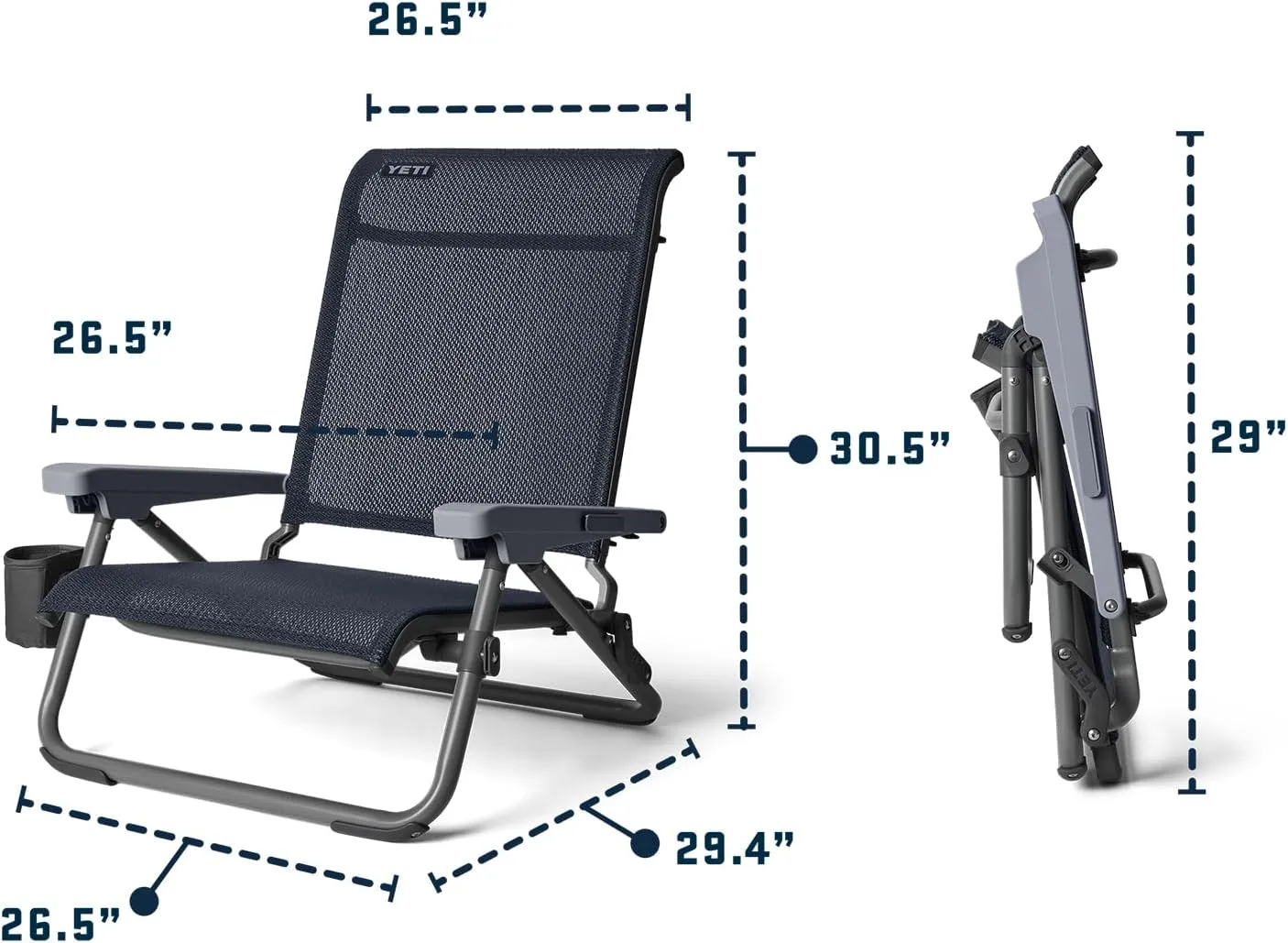 YETI Hondo Reclining Beach Chair, Breathable, UV-Resistant, and Supports up to 350 lbs, Seafoam