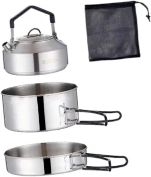 YIJU Cooking Set Camping Cookware Set with Storage Bag Camping Pot and Pan with Kettle for Kitchen BBQ Backpacking Hiking Outdoor