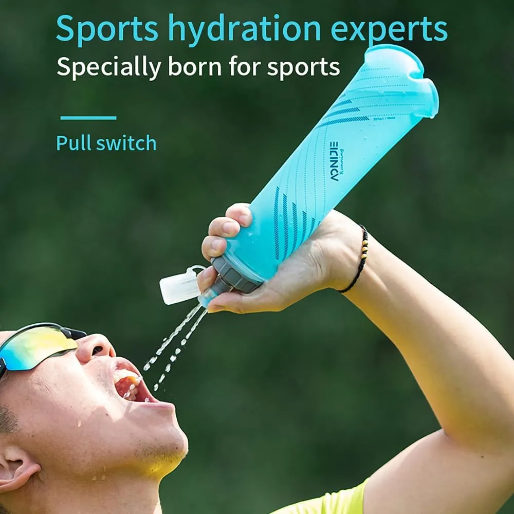 YOUGLE 2 Pack Soft Hydration Flask TPU Collapsible Water Bottles for Running Hydration Vest, BPA-Free, for Cycling Marathon Hiking