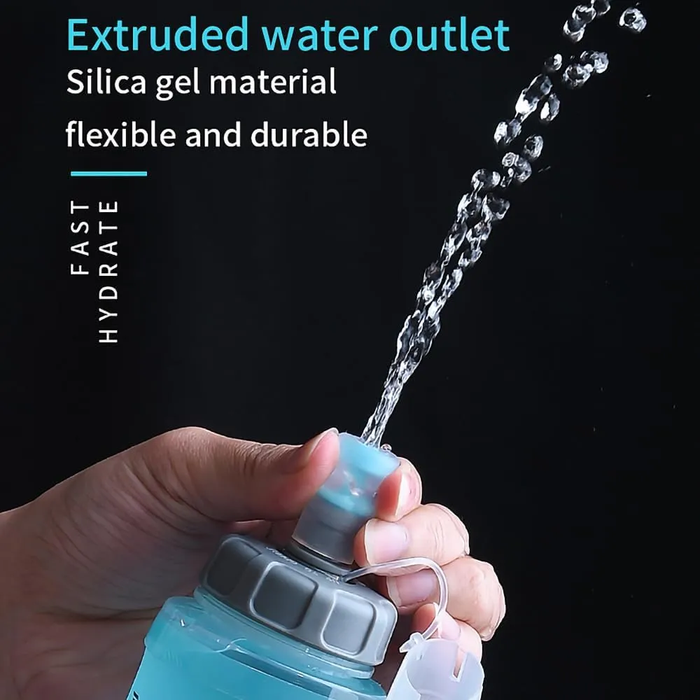 YOUGLE 2 Pack Soft Hydration Flask TPU Collapsible Water Bottles for Running Hydration Vest, BPA-Free, for Cycling Marathon Hiking
