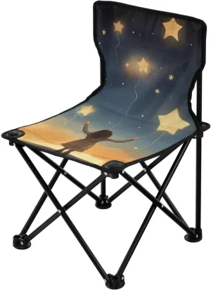 Young Girl Portable Outdoor Folding Chair Anti-Slip Padded Oxford Cloth Stool Camping Chair Small for Beach Hiking Fishing Gardening Quad Camp Chair
