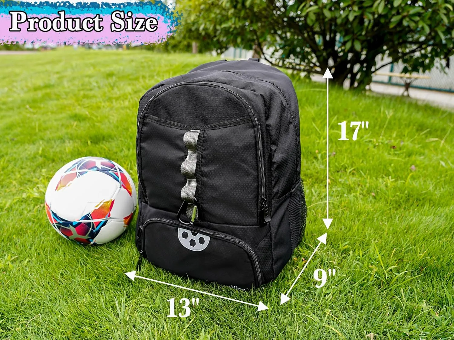 Youth Soccer Bag, Soccer Backpack for Football Volleyball Basketball, Backpack with Ball Compartment and Ball Holder