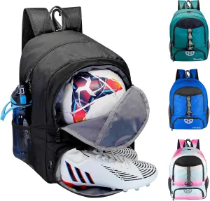 Youth Soccer Bag, Soccer Backpack for Football Volleyball Basketball, Backpack with Ball Compartment and Ball Holder