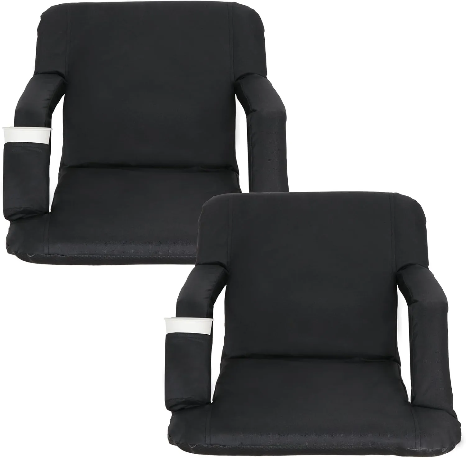 ZENY Folding Stadium Seat Chair with Back Support and Cushion for Bleachers 2 Pack, Reclining Bleacher Seat with Back, Armrests and Cup Holders