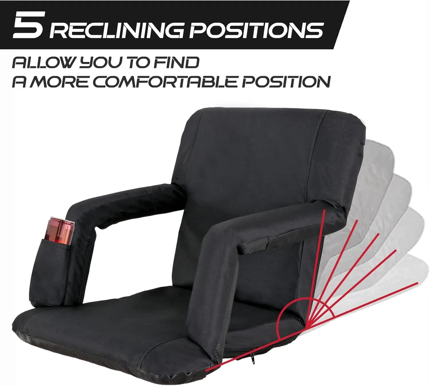 ZENY Folding Stadium Seat Chair with Back Support and Cushion for Bleachers 2 Pack, Reclining Bleacher Seat with Back, Armrests and Cup Holders