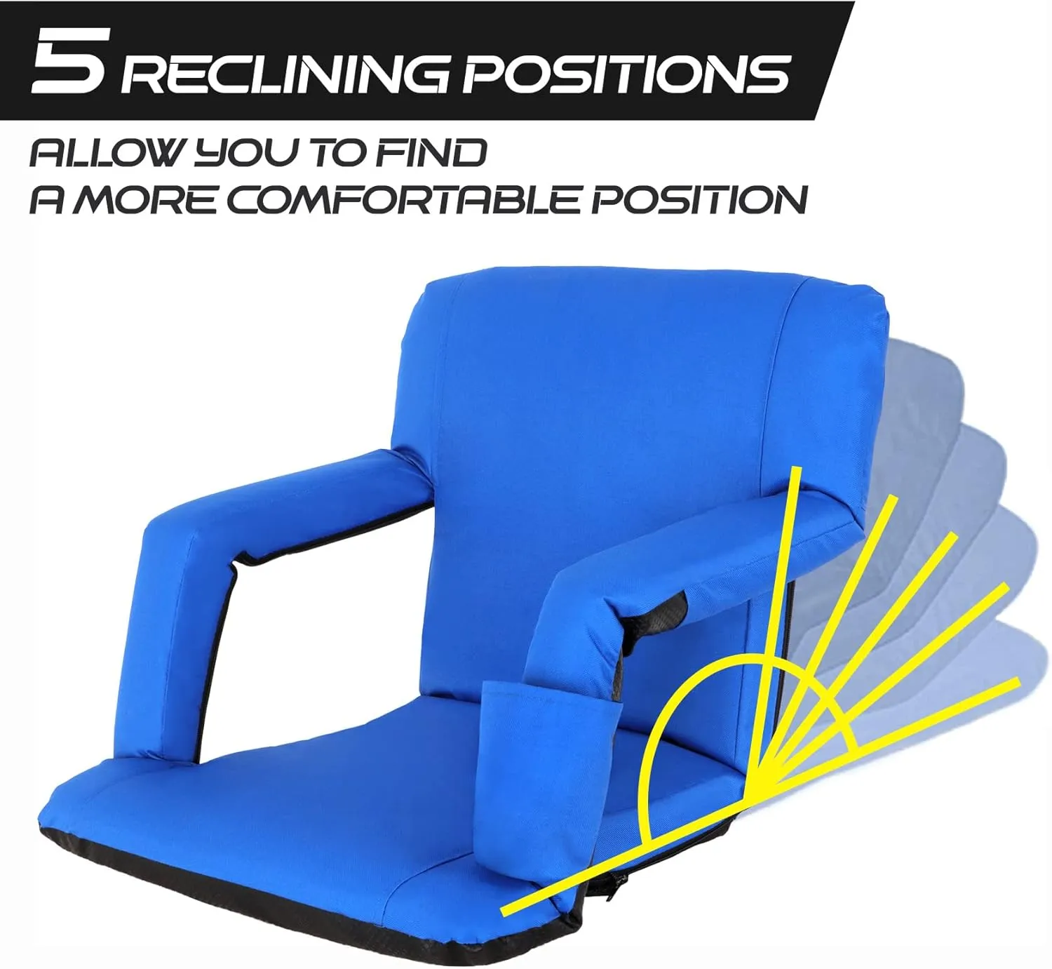 ZENY Folding Stadium Seat with Back Support, 20.5'' / 25'' Reclining Bleacher Seat Chairs with Back and Cushion, Portable Sport Events Stadium Chairs with Backrest