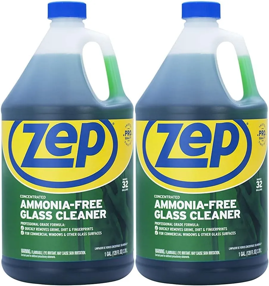 Zep Ammonia Free Glass Cleaner Concentrate 1 Gallon (Case of 2) ZU1052 - Commercial Strength