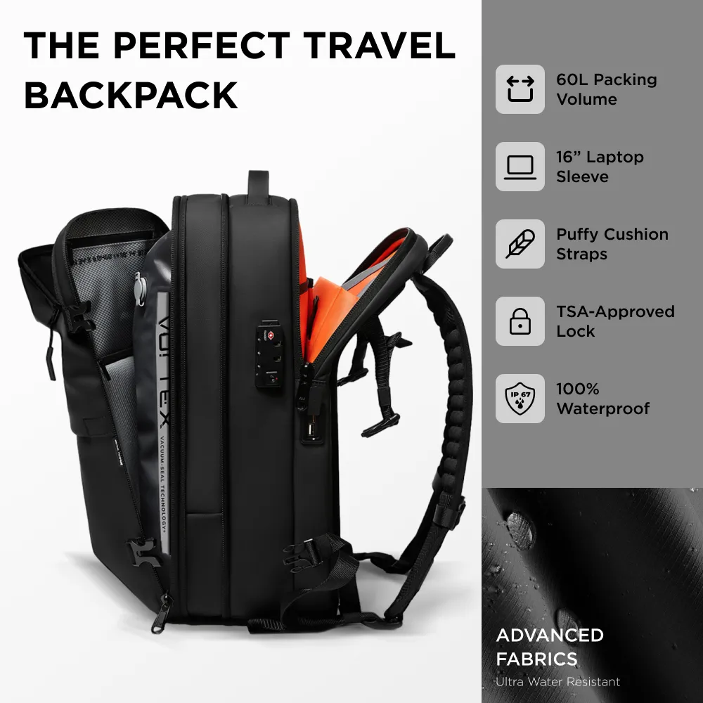 Zephyr - 60L Vortex Vacuum-Seal Air Compression Travel Backpack
