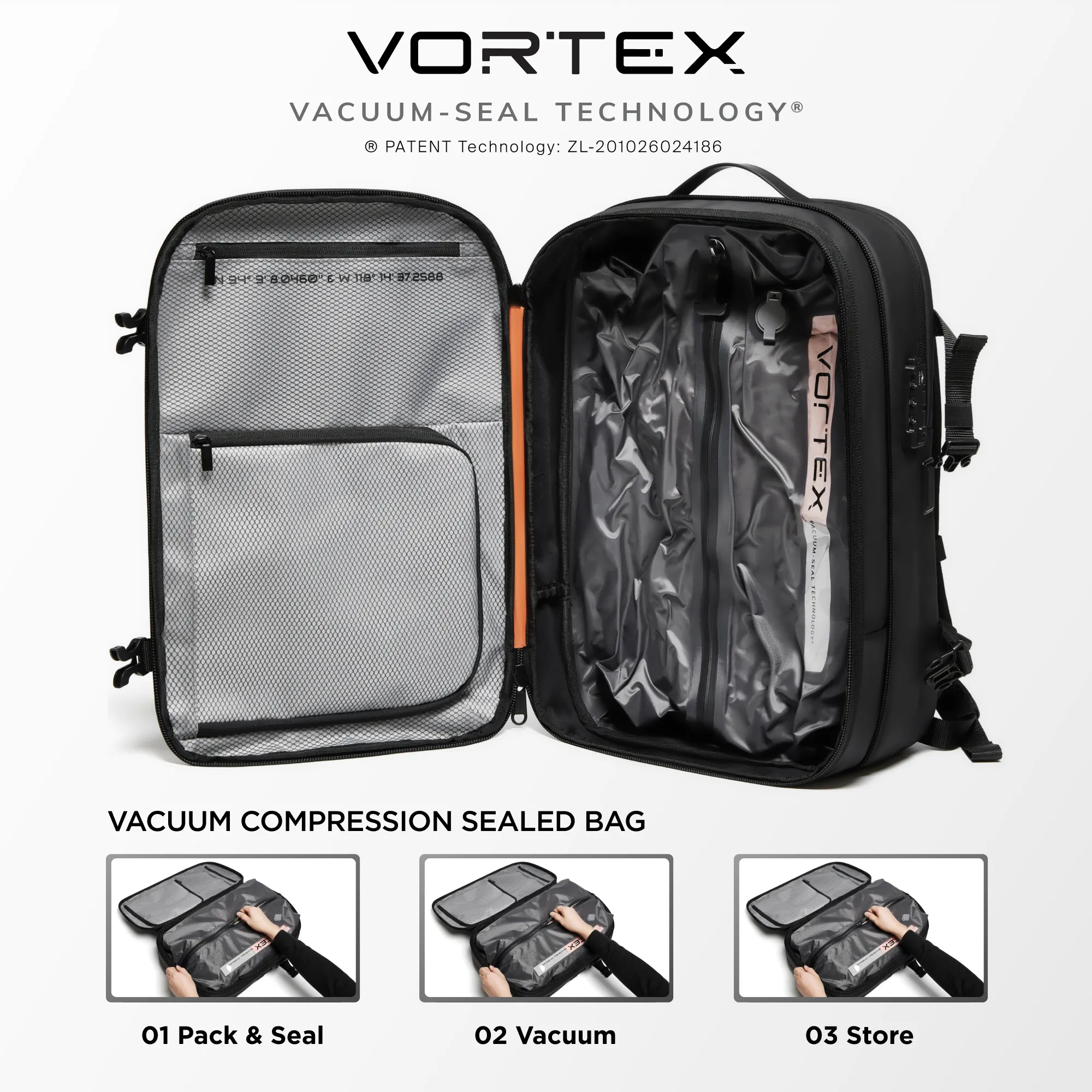 Zephyr - 60L Vortex Vacuum-Seal Air Compression Travel Backpack