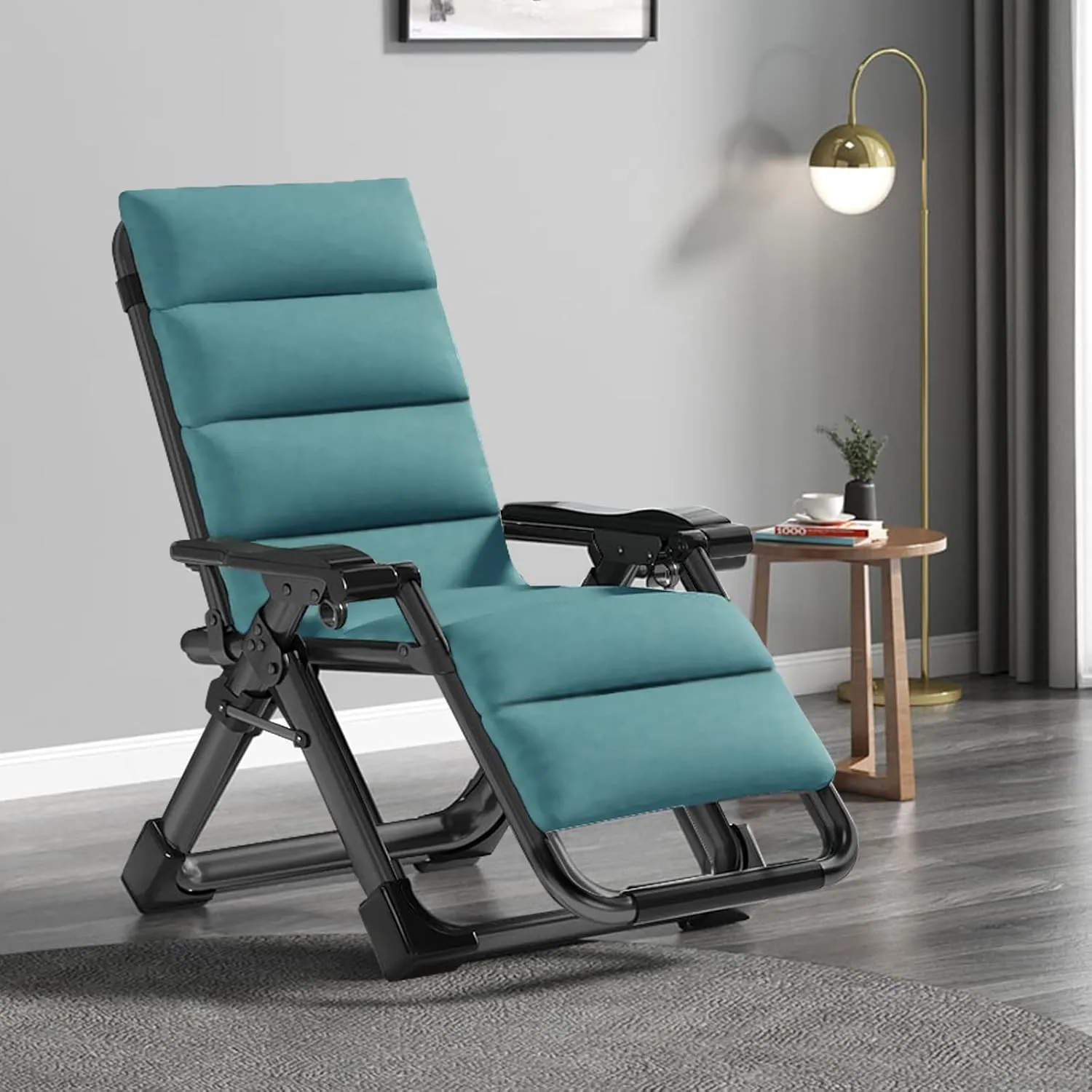 Zero Gravity Chair, Lawn Recliner, Reclining Patio Lounger Chair, Folding Portable Chaise with Detachable Headrest and Cup Holder