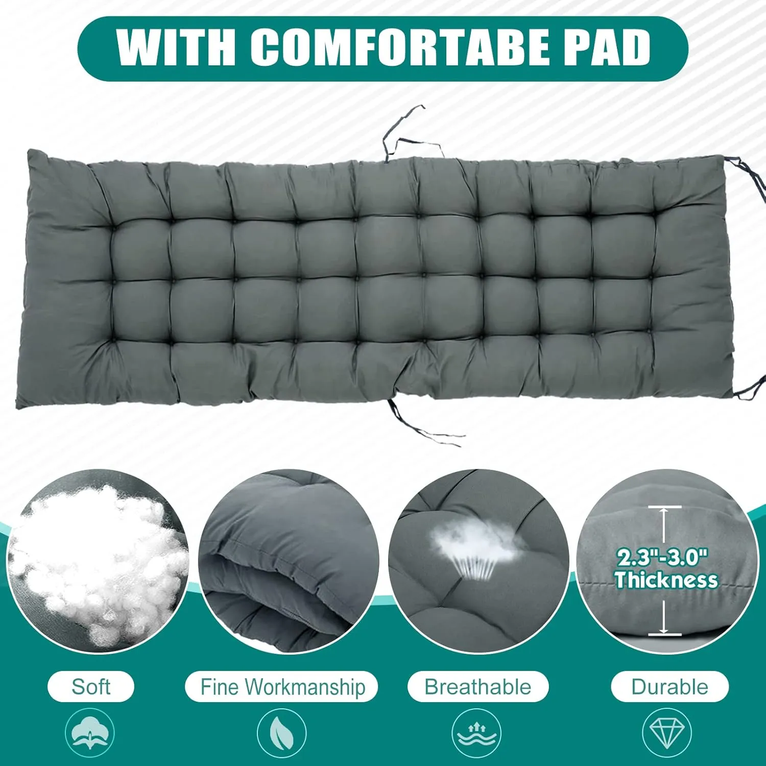 Zero Gravity Chair, Lawn Recliner, Reclining Patio Lounger Chair, Folding Portable Chaise with Detachable Soft Cushion, Cup Holder, Headrest