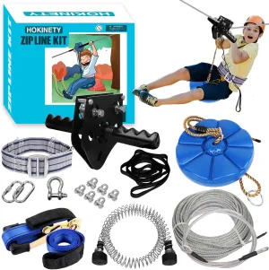 Zip Line Kit for Kids Adults : Up to 450Lbs 250FT Quick Tighten Zipline for Backyard Outdoor with 100% Rust Proof Removable Trolley Seat Spring Brake