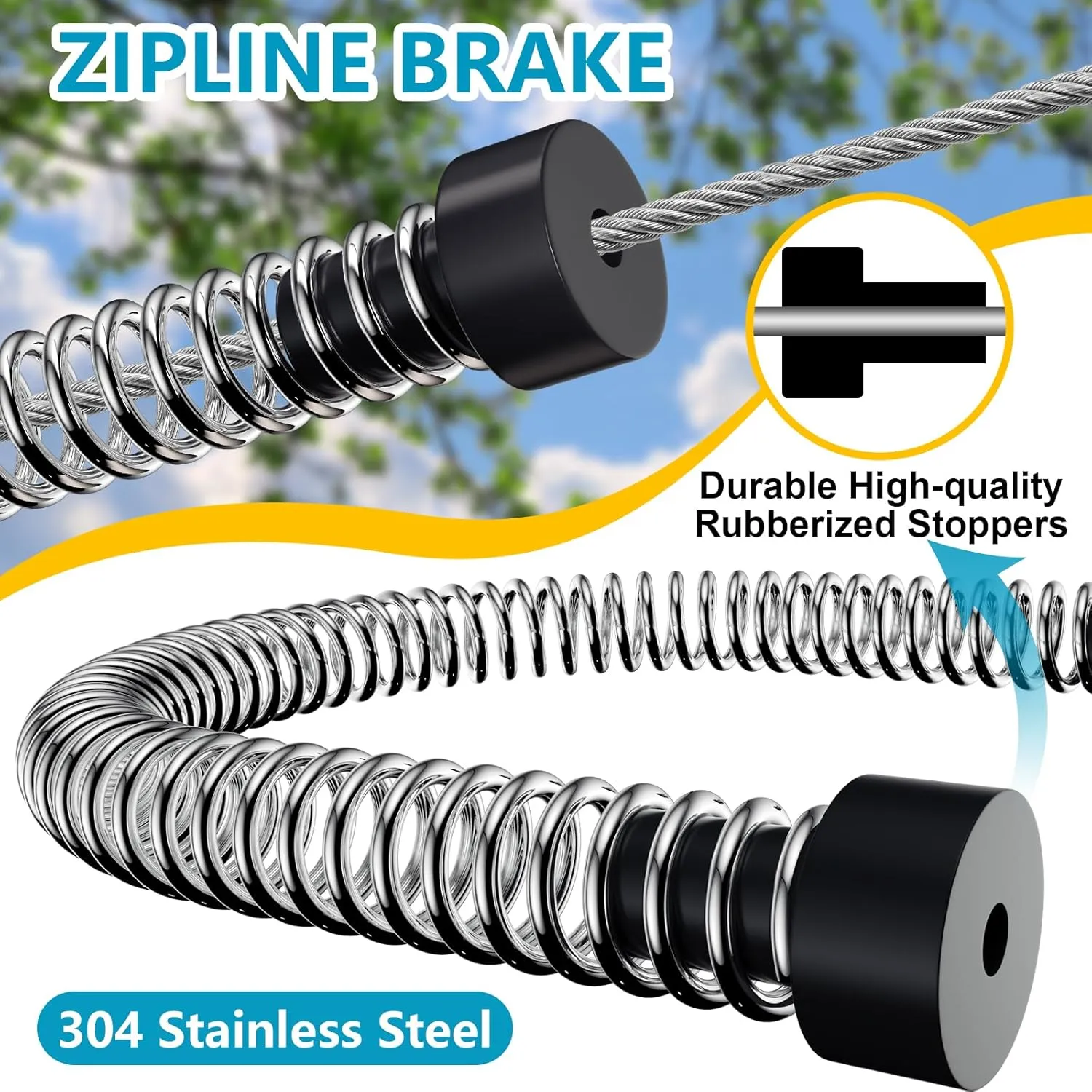 Zip Line Kit for Kids and Adults Outdoor, UFO Trolley with LED Light，75/100/120/150ft Zipline for Backyard, Up to 350 Lbs, Included Swing Seat, Ziplines Stainless Steel Brake and Safety Cable