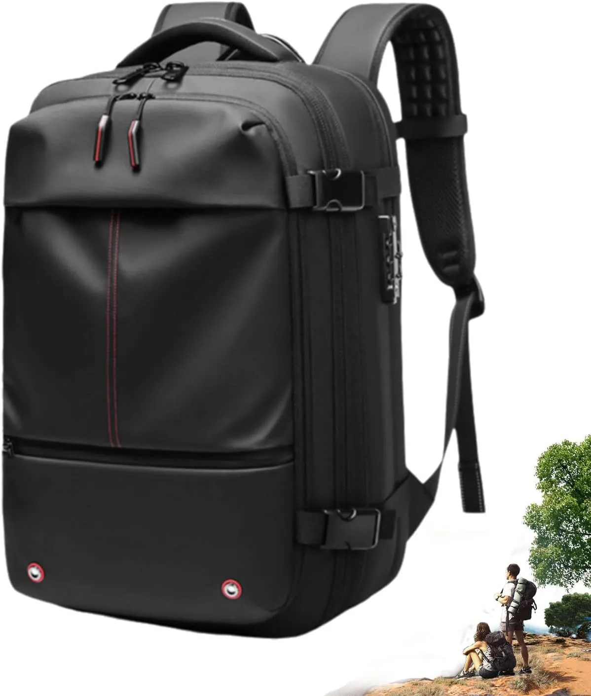 ZJQ AeroPack Backpack, Aeropack Vacuum Compression Backpack, 60L Expandable with Water Resistant for Travel Adventure (Black)