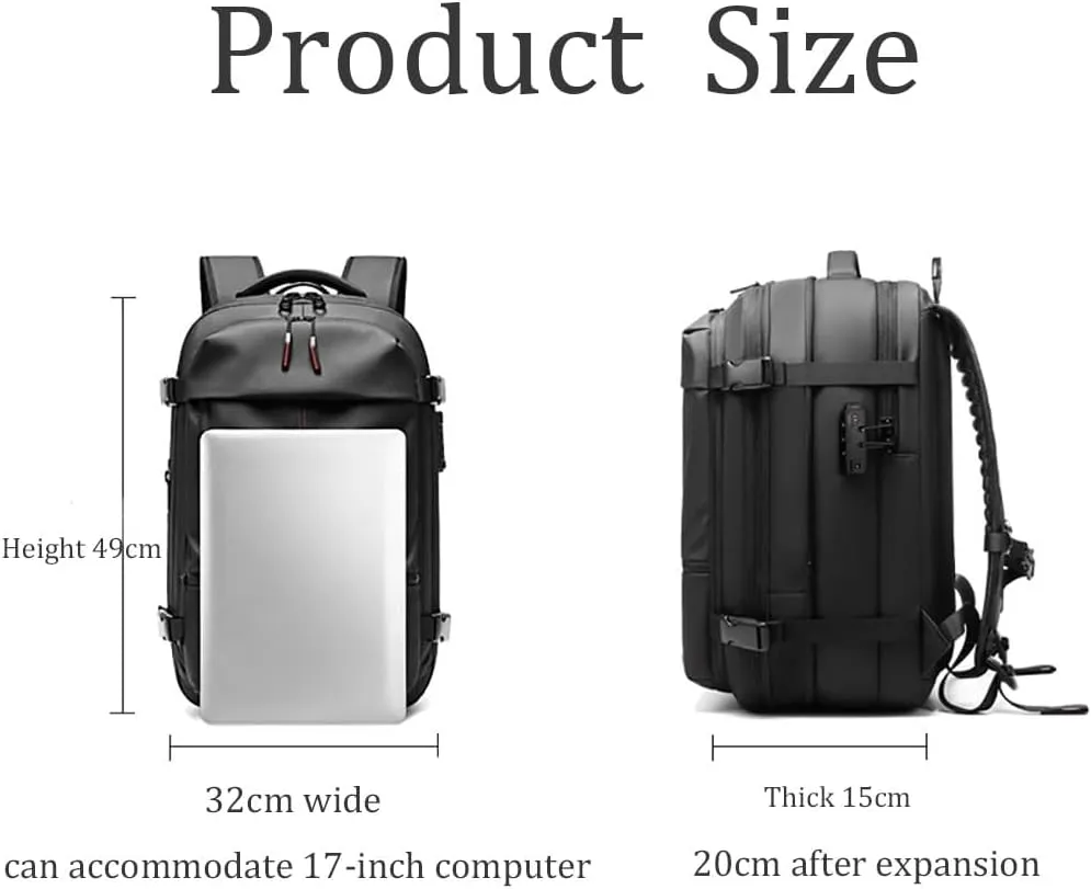 ZJQ AeroPack Backpack, Aeropack Vacuum Compression Backpack, 60L Expandable with Water Resistant for Travel Adventure (Black)