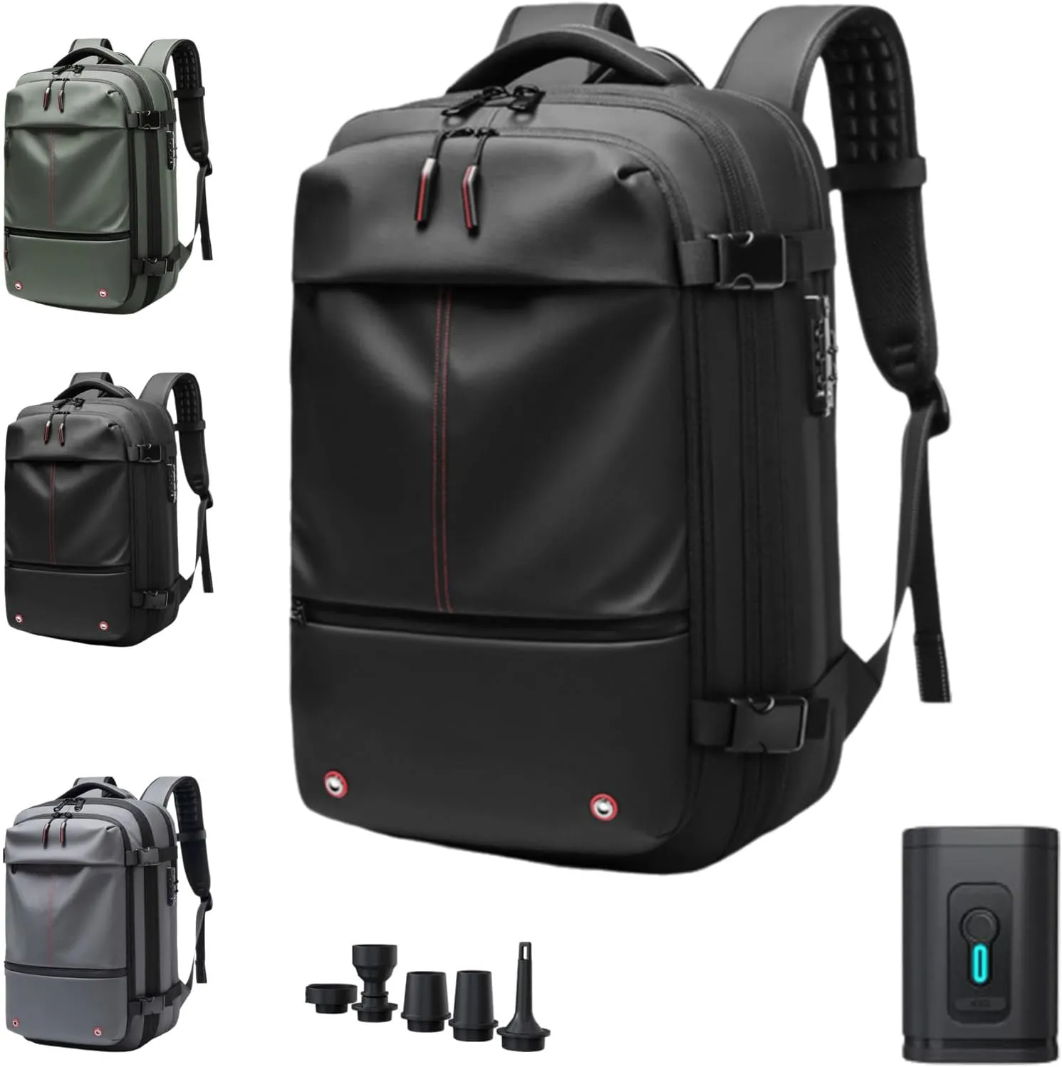 ZJQ Spacevacpro Backpack, Vacpack Backpack With Vacuum, Expandable Waterproof Travel 60L Large Capacity Vacuum Compression (Black)