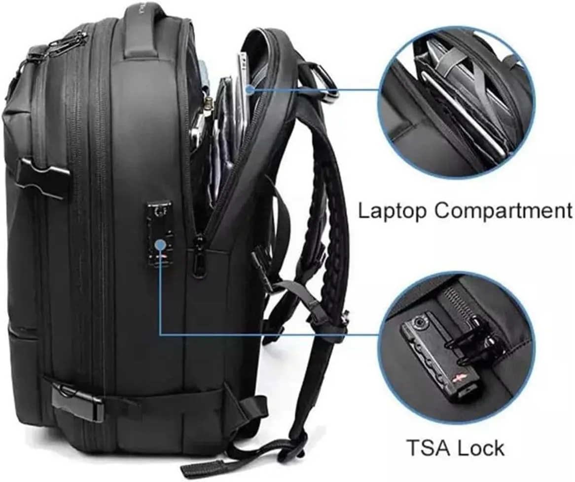 ZJQ Spacevacpro Backpack, Vacpack Backpack With Vacuum, Expandable Waterproof Travel 60L Large Capacity Vacuum Compression (Black)