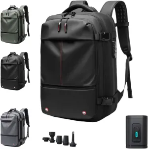 ZJQ Spacevacpro Backpack, Vacpack Backpack With Vacuum, Expandable Waterproof Travel 60L Large Capacity Vacuum Compression (Black)