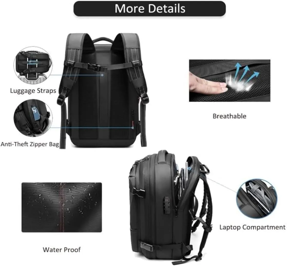 ZJQ Spacevacpro Backpack, Vacpack Backpack With Vacuum, Expandable Waterproof Travel 60L Large Capacity Vacuum Compression (Black)