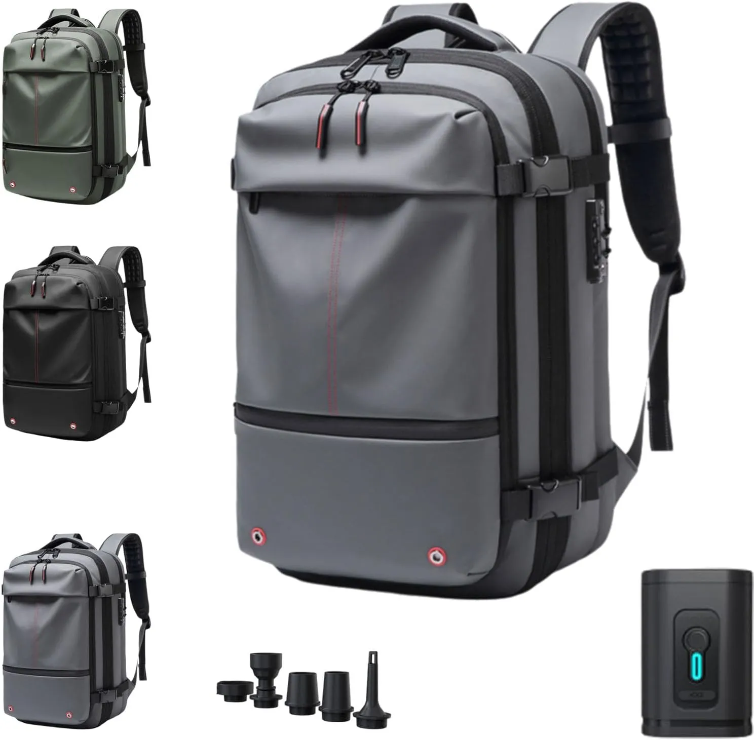 ZJQ Spacevacpro Backpack, Vacpack Backpack With Vacuum, Expandable Waterproof Travel 60L Large Capacity Vacuum Compression (Gray)