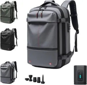 ZJQ Spacevacpro Backpack, Vacpack Backpack With Vacuum, Expandable Waterproof Travel 60L Large Capacity Vacuum Compression (Gray)