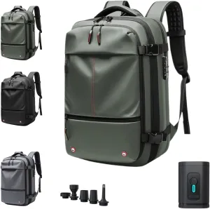 ZJQ Spacevacpro Backpack, Vacpack Backpack With Vacuum, Expandable Waterproof Travel 60L Large Capacity Vacuum Compression (Green)