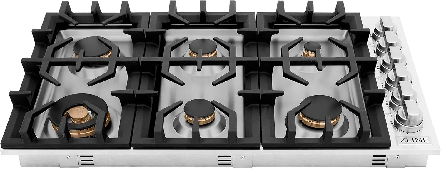ZLINE 36" Gas Cooktop with 6 Gas Brass Burners (RC-BR-36)
