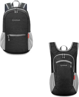 ZOMAKE 10L Lightweight Packable Hiking Backpack - Small Travel Hiking Daypack for Women Men - Tear Resistant Foldable Day Pack for Camping Outdoor Sports - Black&Black