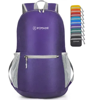 ZOMAKE Ultra Lightweight Hiking Backpack 20L, Packable Small Backpacks Water Resistant Daypack for Women Men(Purple)
