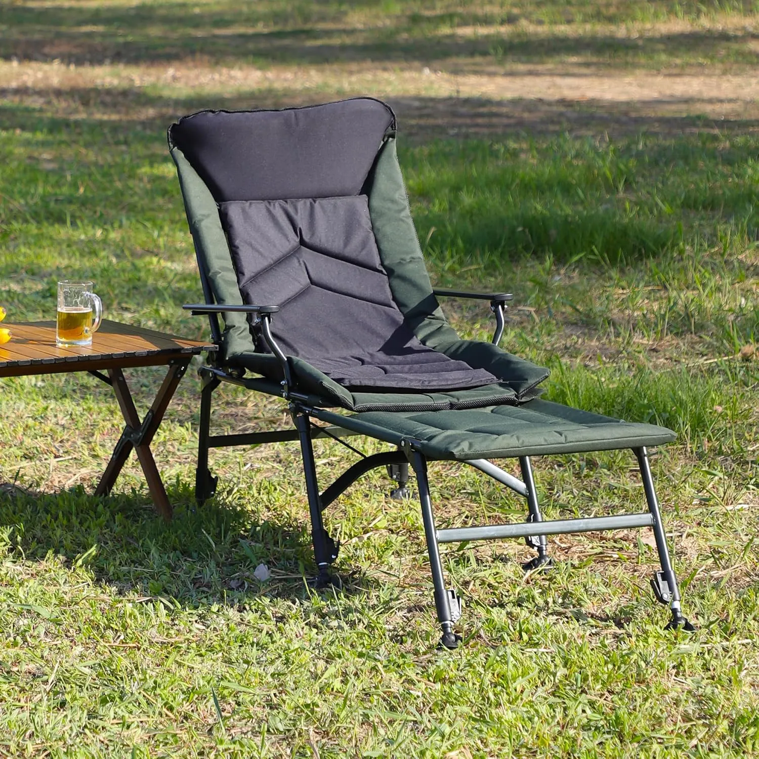 ZSQ Folding Camping Chair, Adjustable Reclining Backrest, 330 lbs Capacity, Indoor Outdoor Use Camping Beach Hiking Fishing Folding Reclining Lounge Chair (C)