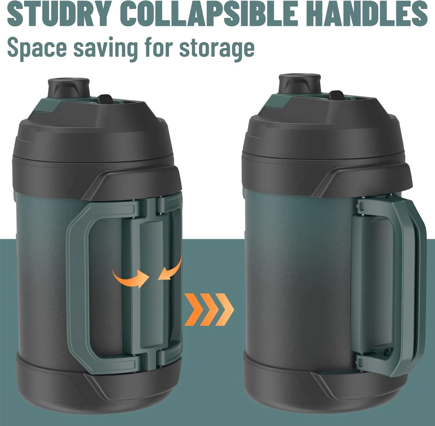 Zukro 1 Gallon Water Jug, One Gallon Large Triple Wall Insulated Metal Jug With Straw and Spout, No Sweat 128 oz Stainless Steel Sport Water Bottle Keeps Cold 48 Hours for Outdoors,